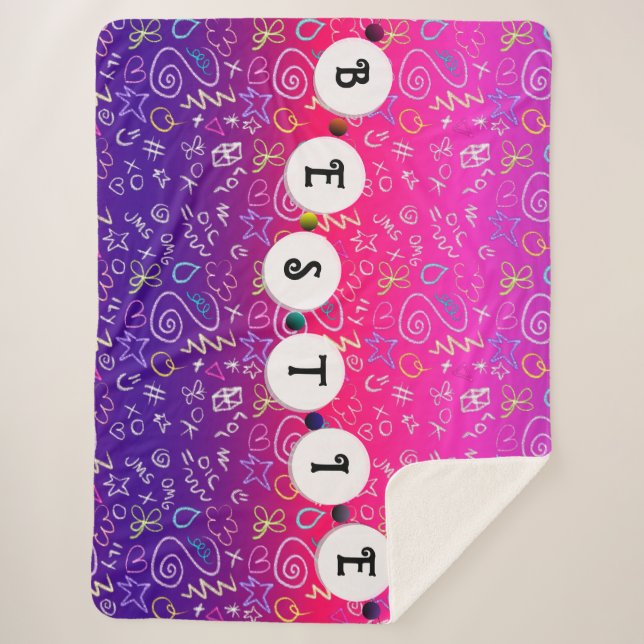 Couverture Sherpa Bracelet Bestie - Conception d'amitié (Devant)