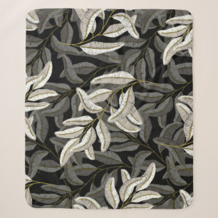 Couverture Sherpa Branches brodées : imprimé noir-blanc.