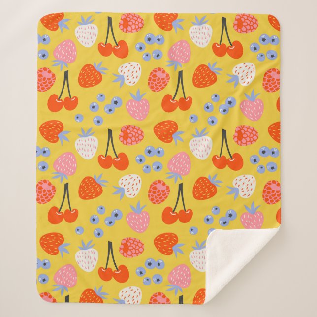 Couverture Sherpa Bright Coloré Motif Fruit Berry (Devant)