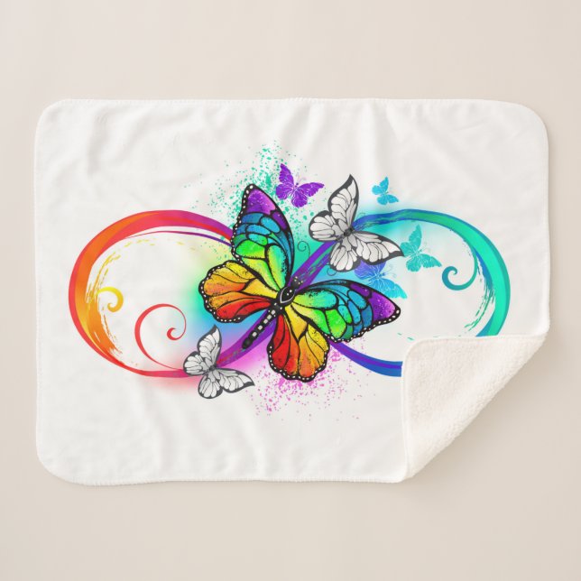 Couverture Sherpa Bright infinity with rainbow butterfly (Devant (Horizontal))