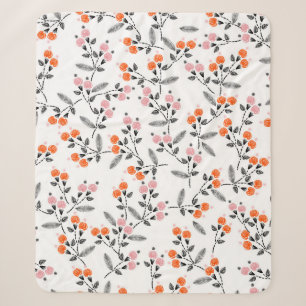 Couverture Sherpa Broderie main motif sans couture avec libre