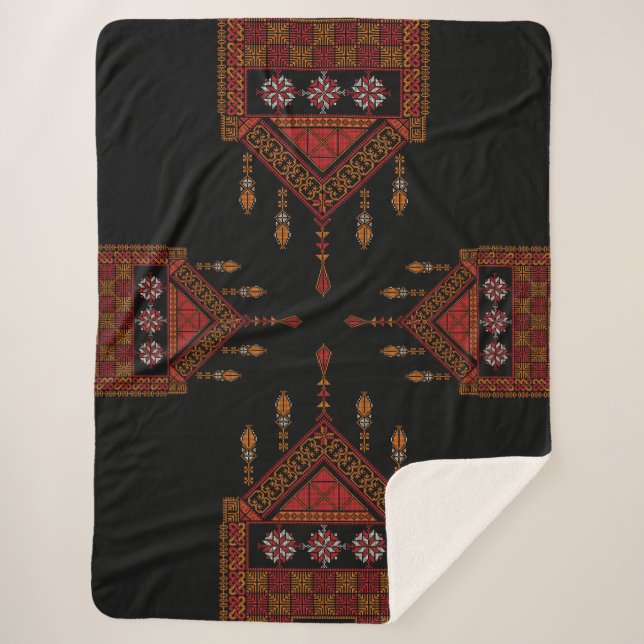 Couverture Sherpa Broderie palestinienne de Tatreez| art palestine (Devant)