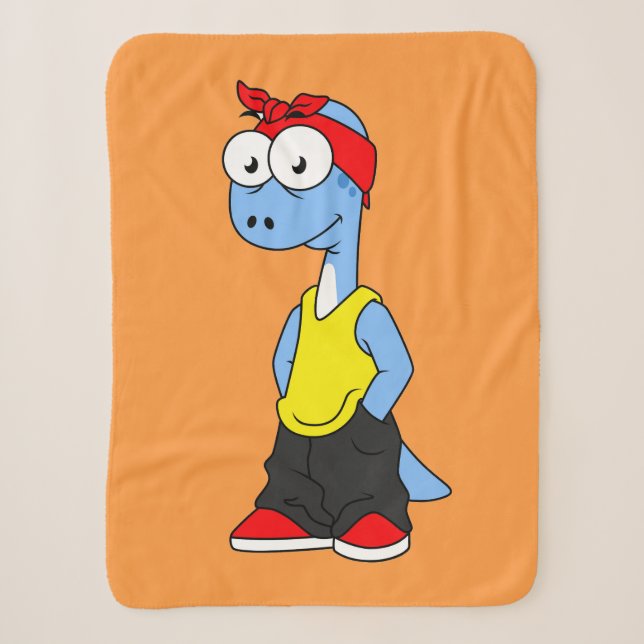 Couverture Sherpa Brontosaurus Habillé De Vêtements Hip hop. (Devant)