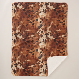 Couverture Sherpa Brown noir crème Faux cowhide