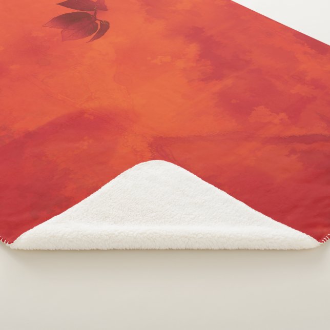 Couverture Sherpa Brûlé Orange Persimmon Feuilles Abtract Automne (3/4)