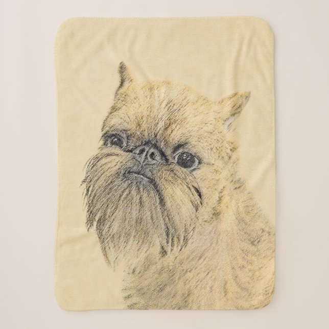 Couverture Sherpa Bruxelles Griffon Peinture - Cute Original Chien A (Devant)