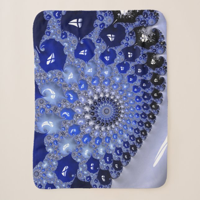 Couverture Sherpa Bulles fractales Ombre Bleu Abstrait (Devant)
