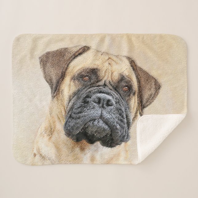 Couverture Sherpa Bullmastiff Peinture - Joli chien d'origine art (Devant (Horizontal))