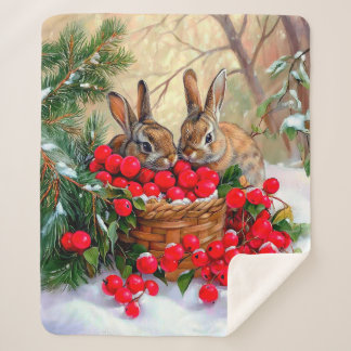 Couverture Sherpa Bunnies & Berries Sherpa Blanket