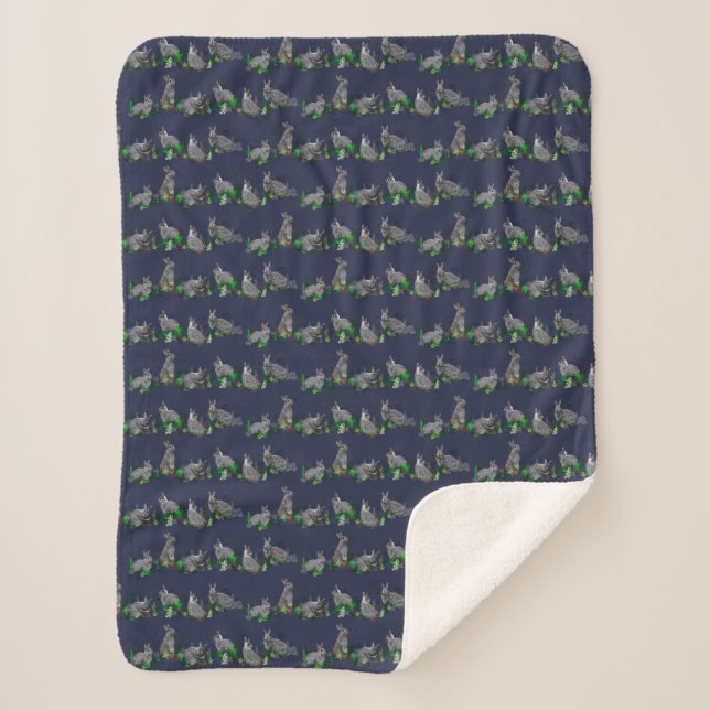 Couverture Sherpa Bunny Meadow Sherpa Blanket (Navy) (Devant)