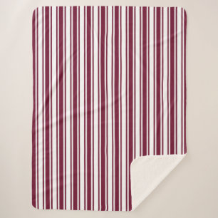 Couverture Sherpa Burgundy rouge et blanc bonbons rayures