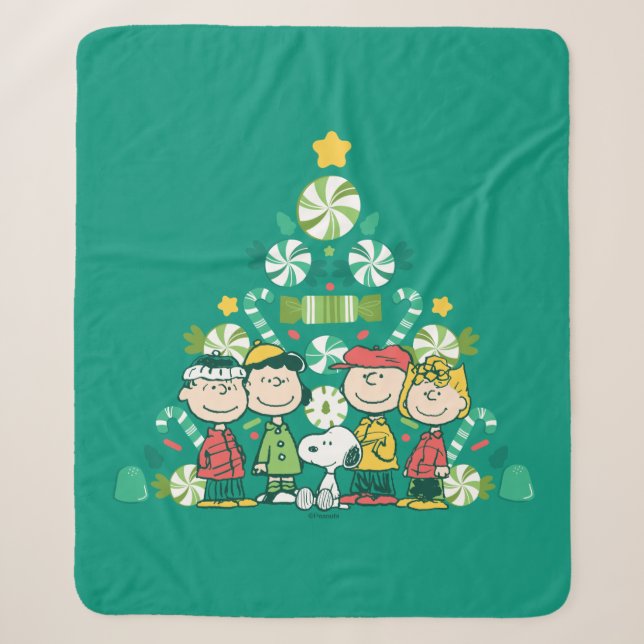 Couverture Sherpa cacahuètes | Arbre de Noël de menthe poivrée (Devant)