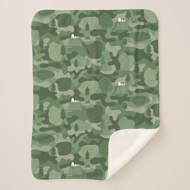 Couverture Sherpa cacahuètes | Camouflage Snoopy & Woodstock (Devant)