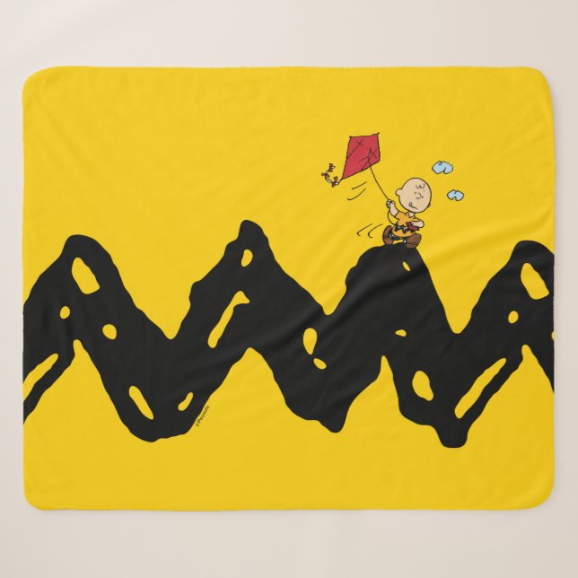 Couverture Sherpa cacahuètes | Charlie Brown volant Kite (Devant (Horizontal))