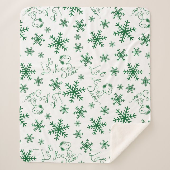 Couverture Sherpa cacahuètes | Christmas Snoopy Let It Snow Motif (Devant)