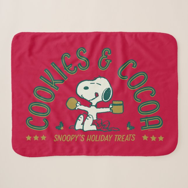 Couverture Sherpa cacahuètes | Cookies et cacao Snoopy (Devant (Horizontal))