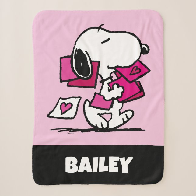 Couverture Sherpa cacahuètes | Saint Valentin | Snoopy (Devant)