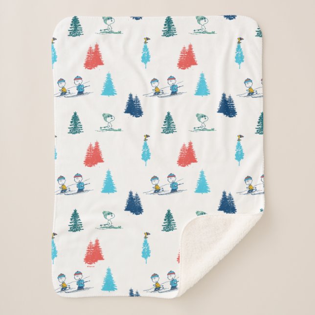 Couverture Sherpa cacahuètes | Ski d'hiver Motif des pistes (Devant)