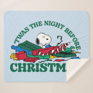 Couverture Sherpa cacahuètes   Snoopy 'C'était la nuit avant Noël