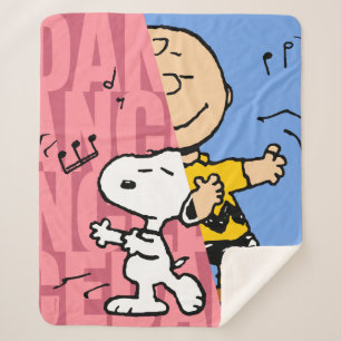 Couverture Sherpa cacahuètes   Snoopy & Charlie Danse Brown mi-mi-mi