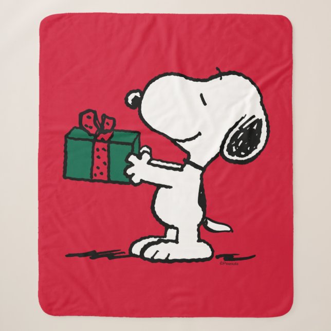 Couverture Sherpa cacahuètes | Snoopy Christmas Gift Giver (Devant)