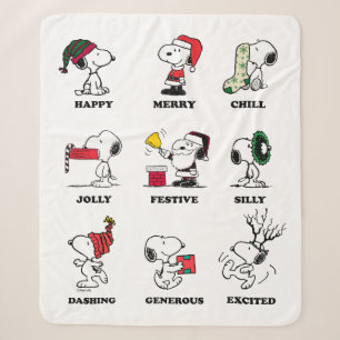 Couverture Sherpa cacahuètes   Snoopy Christmas Holiday Moods