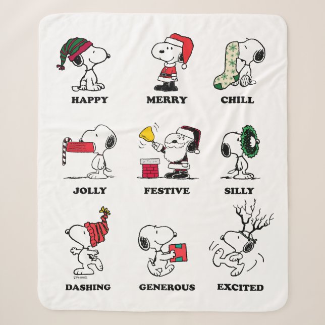 Couverture Sherpa cacahuètes | Snoopy Christmas Holiday Moods (Devant)