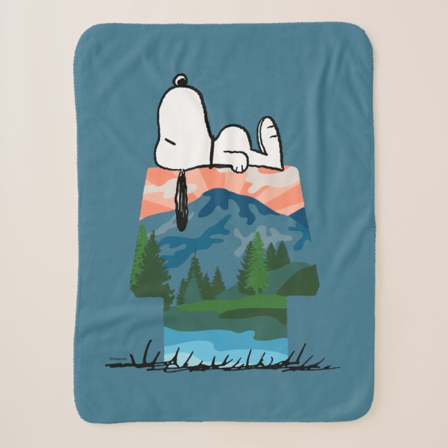 Couverture Sherpa cacahuètes | Snoopy Dog Sunset View (Devant)