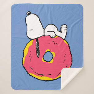 Couverture Sherpa cacahuètes Snoopy Donut rose
