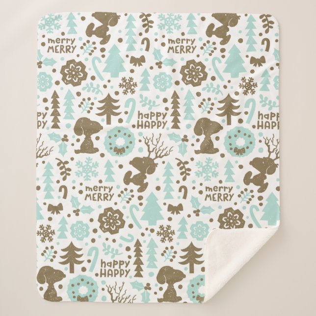 Couverture Sherpa cacahuètes | Snoopy Frosty Motif de Noël (Devant)