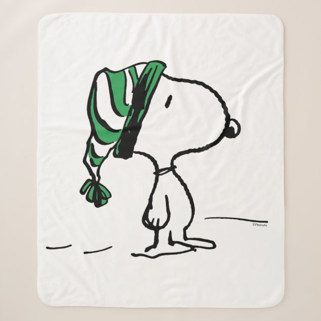 Couverture Sherpa cacahuètes | Snoopy Green Casquette de neige (Devant)