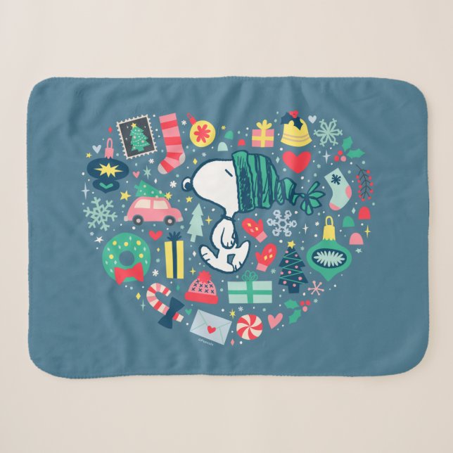 Couverture Sherpa cacahuètes | Snoopy Holiday Happiness Heart (Devant (Horizontal))