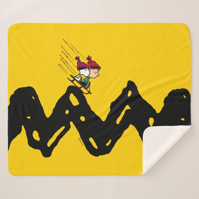 Couverture Sherpa cacahuètes | Snoopy & Linus Sled Ride (Devant (Horizontal))
