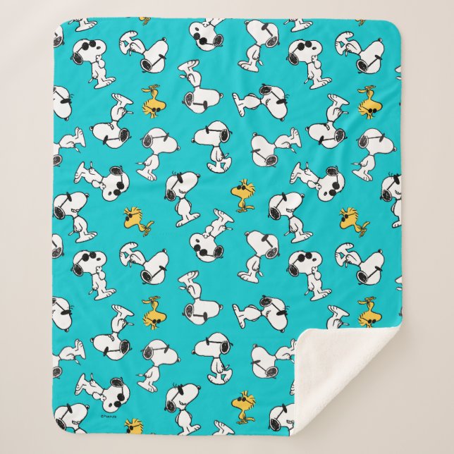 Couverture Sherpa cacahuètes | Snoopy & Lunettes de soleil Motif (Devant)
