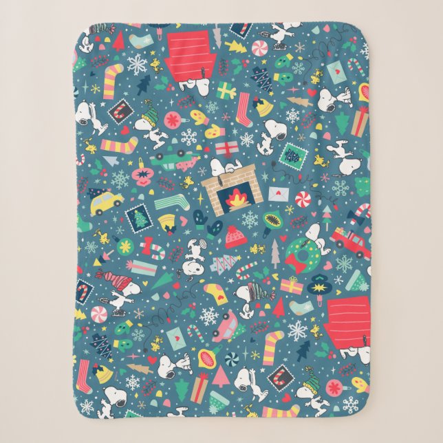 Couverture Sherpa cacahuètes | Snoopy Motif de vacances (Devant)