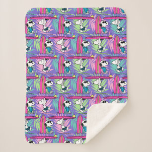 Couverture Sherpa cacahuètes Snoopy Purple Surf Motif