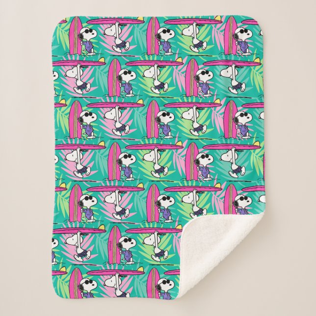 Couverture Sherpa cacahuètes | Snoopy Turquoise Surf Motif (Devant)