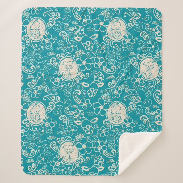 Couverture Sherpa cacahuètes | Snoopy Turquoise Tropical Beach Motif (Devant)