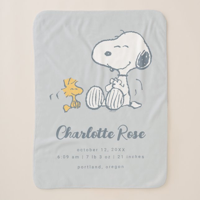 Couverture Sherpa cacahuètes | Snoopy & Woodstock Baby (Devant)