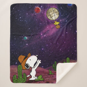 Couverture Sherpa cacahuètes   Snoopy & Woodstock Cowboy