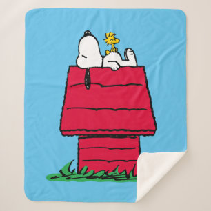 Couverture Sherpa cacahuètes   Snoopy & Woodstock Doghouse
