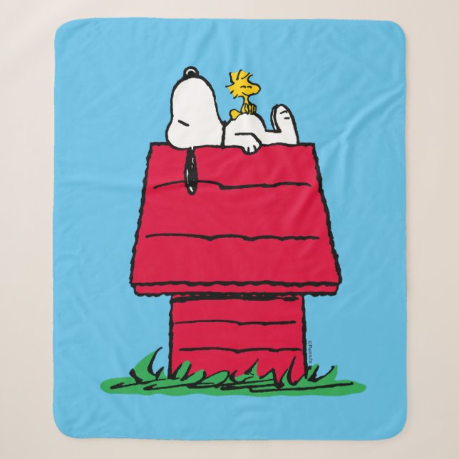 Couverture Sherpa cacahuètes | Snoopy & Woodstock Doghouse (Devant)