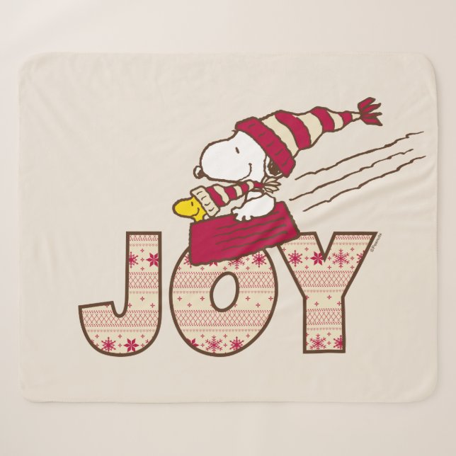 Couverture Sherpa cacahuètes | Snoopy & Woodstock Joy Sled Ride (Devant (Horizontal))