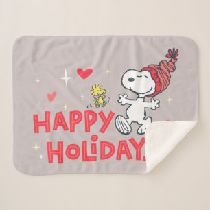 Couverture Sherpa cacahuètes Snoopy & Woodstock Joyeuses Fêtes