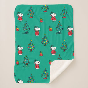 Couverture Sherpa cacahuètes Snoopy & Woodstock Motif de Noël
