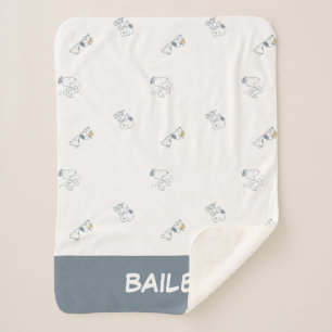 Couverture Sherpa cacahuètes Snoopy & Woodstock Motif gris doux