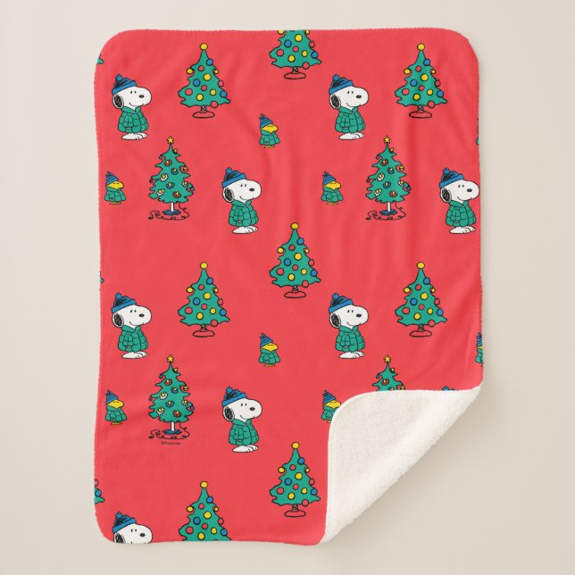 Couverture Sherpa cacahuètes | Snoopy & Woodstock Red Christmas (Devant)