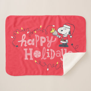 Couverture Sherpa cacahuètes Snoopy & Woodstock Santa Claus