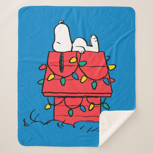 Couverture Sherpa cacahuètes | Snoopy's Dog House With Lights (Devant)