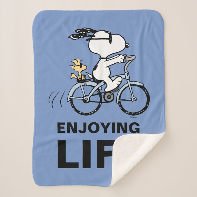 Couverture Sherpa cacahuètes | Vélo Snoopy & Woodstock (Devant)